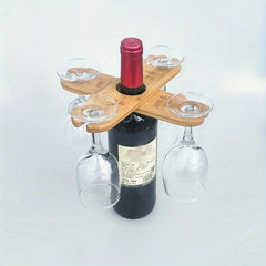 Bamboo Red Wine Cup Holder Kitchen Cabinet Hanging Rack