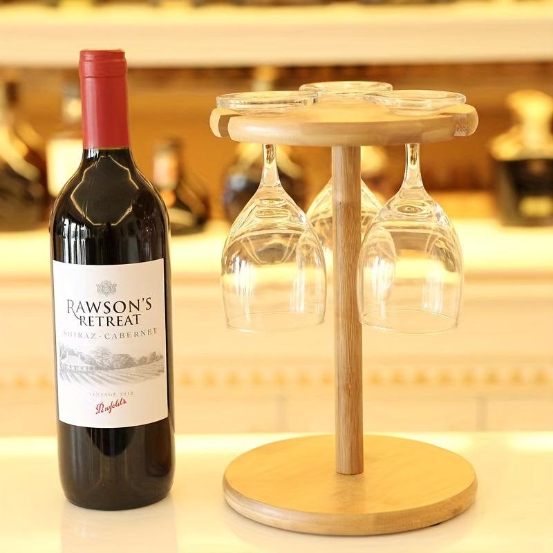 Bamboo Red Wine Cup Holder Kitchen Cabinet Hanging Rack