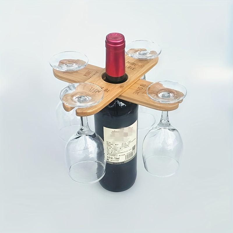 Bamboo Red Wine Cup Holder Kitchen Cabinet Hanging Rack