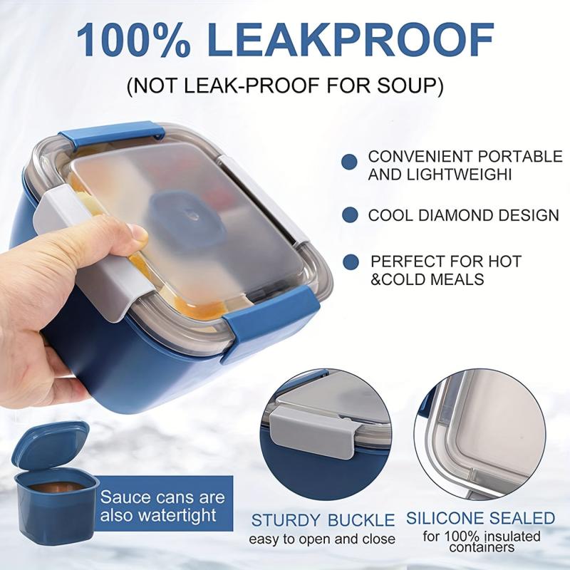 Leakproof Square Lunch Box with Divided Compartments