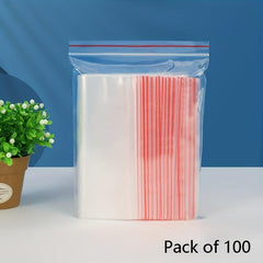 100 Clear Zipper Bags Resealable Poly Bag for Snacks Nuts Seeds Candy Food