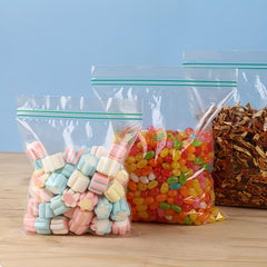 100pcs Reusable Double Zipper Food Storage Bags Leak Proof Freezer Fresh Keeping