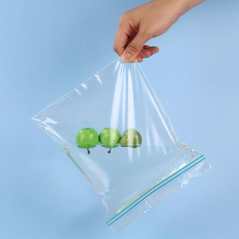 100pcs Reusable Double Zipper Food Storage Bags Leak Proof Freezer Fresh Keeping