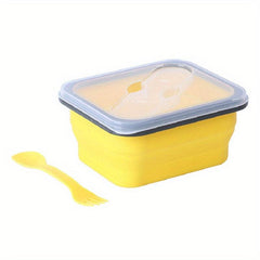 600ml Collapsible Silicone Lunch Box with Spoon and Fork Leakproof