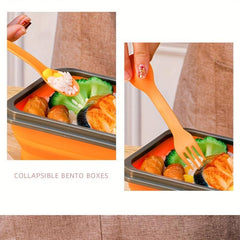 600ml Collapsible Silicone Lunch Box with Spoon and Fork Leakproof