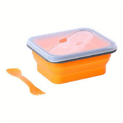 600ml Collapsible Silicone Lunch Box with Spoon and Fork Leakproof