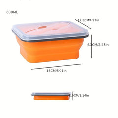 600ml Collapsible Silicone Lunch Box with Spoon and Fork Leakproof