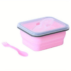 600ml Collapsible Silicone Lunch Box with Spoon and Fork Leakproof