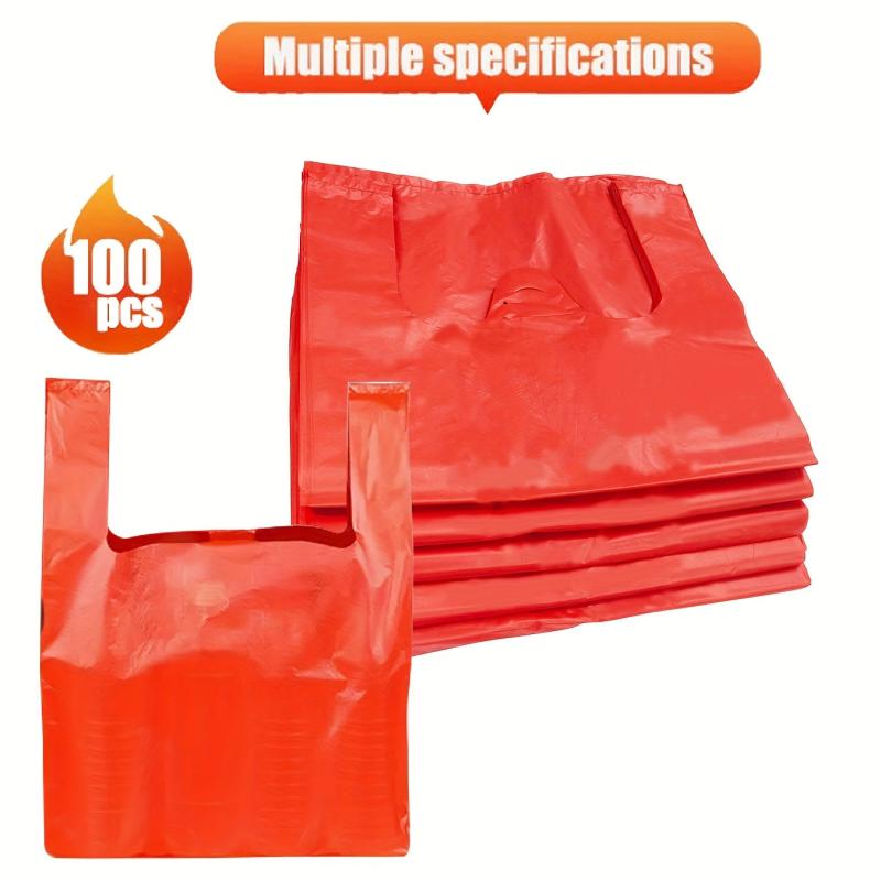 100 Red Supermarket Shopping Bags - Convenient and Durable