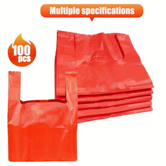 100 Red Supermarket Shopping Bags - Convenient and Durable