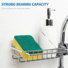 Sponge Soap and Towel Holder Over Faucet Kitchen Sink Caddy Organizer