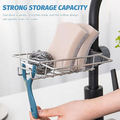 Sponge Soap and Towel Holder Over Faucet Kitchen Sink Caddy Organizer