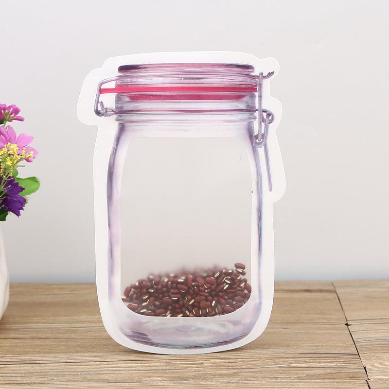 10Pcs Mason Jar Shaped Sealing Bags for Food Fresh Keeping
