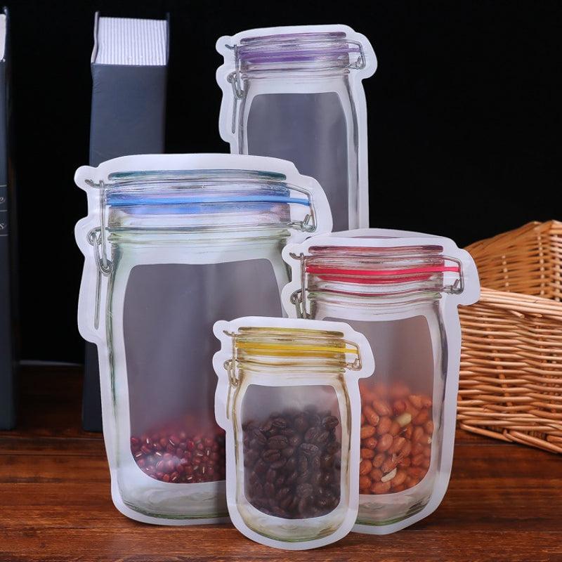 10Pcs Mason Jar Shaped Sealing Bags for Food Fresh Keeping