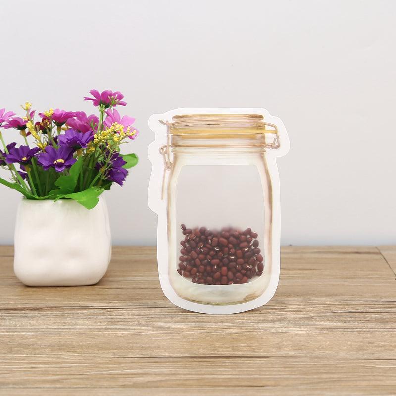 10Pcs Mason Jar Shaped Sealing Bags for Food Fresh Keeping