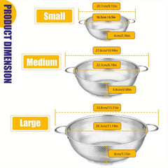 Stainless Steel Drain Basket Double Handle Colander