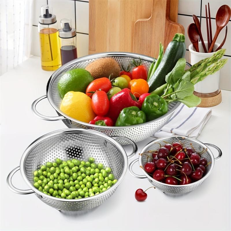 Stainless Steel Drain Basket Double Handle Colander