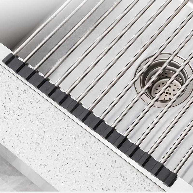 Foldable Stainless Steel Dish Drainer Over The Sink Dish Drying Rack