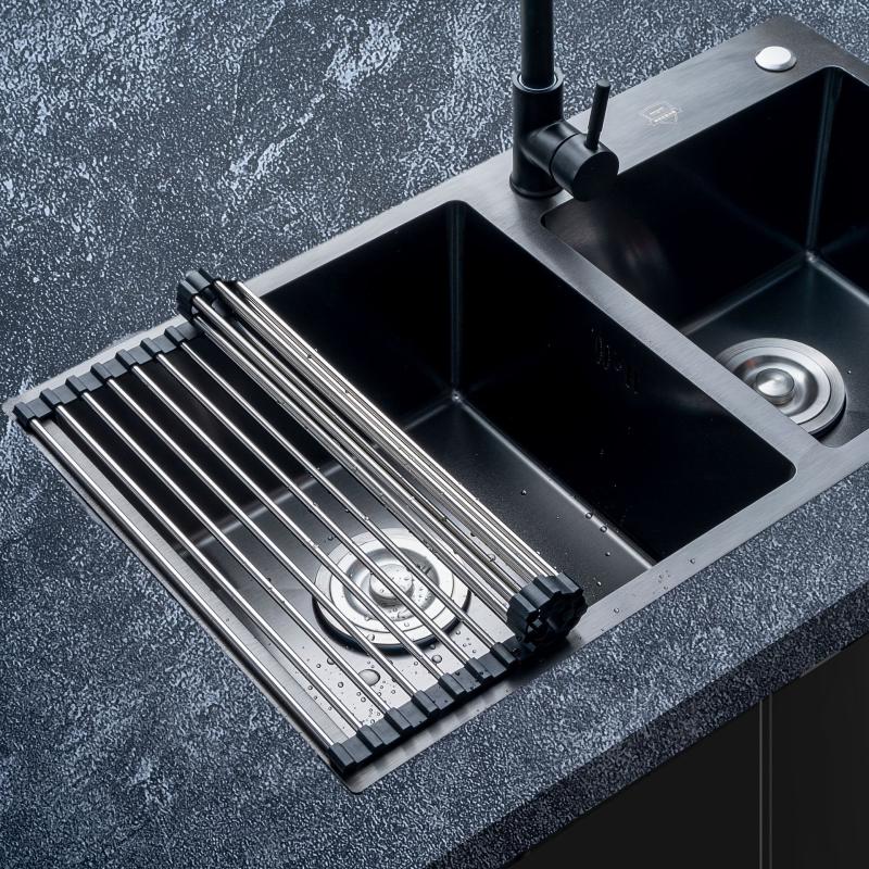 Foldable Stainless Steel Dish Drainer Over The Sink Dish Drying Rack