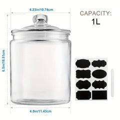 1pc Clear Glass Mason Jar with Airtight Lids for Home Party Wedding