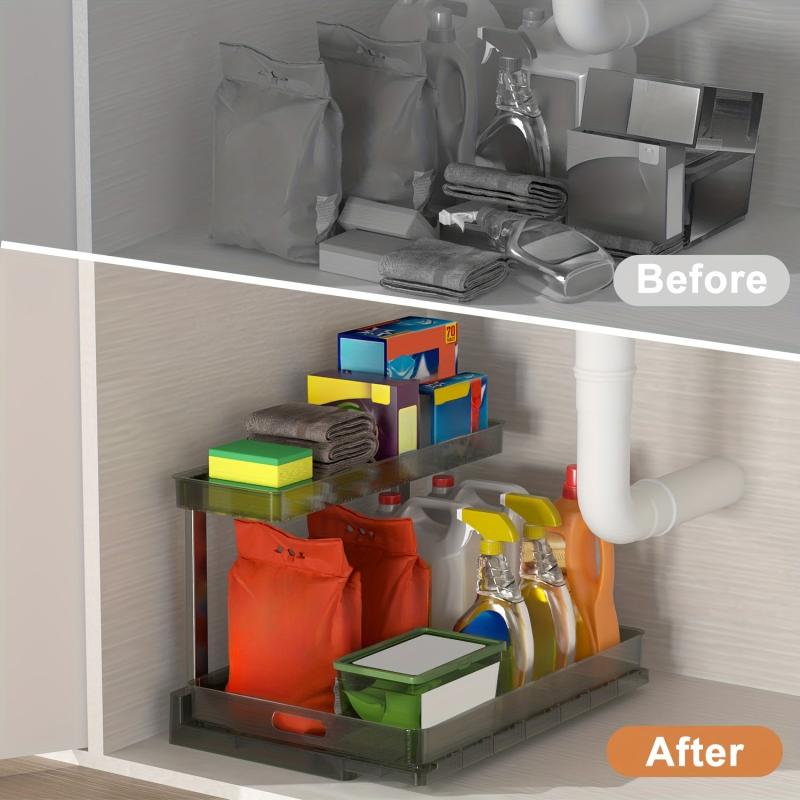 2 Tier Under Sink Organizer Pull Out Cabinet Shelf