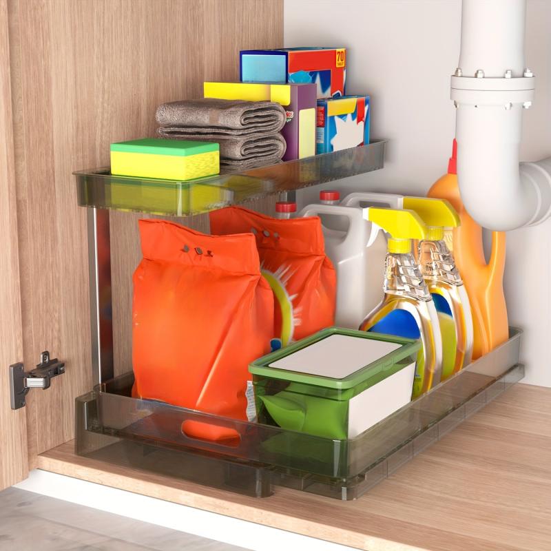 2 Tier Under Sink Organizer Pull Out Cabinet Shelf