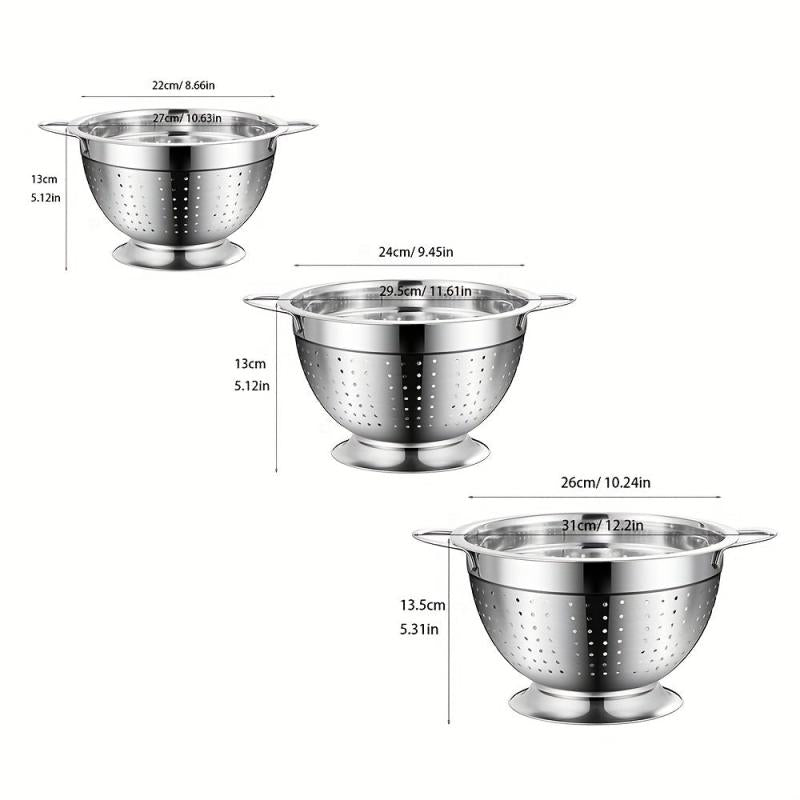 Stainless Steel Drain Basket Double Handle Colander