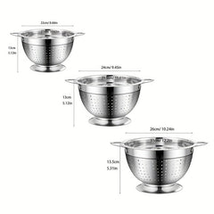 Stainless Steel Drain Basket Double Handle Colander