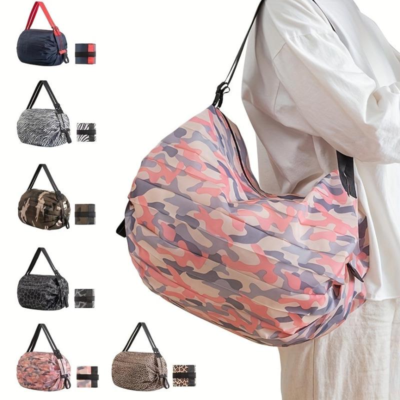 Leopard Print Reusable Grocery Bag Foldable Storage Portable Hand