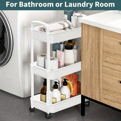 Compact Rolling Shelf for Stroller or Kitchen - Mobile Storage Cart