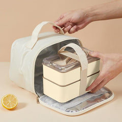 Square Double decker Lunch Box Portable Salad Fruit Box For Teen