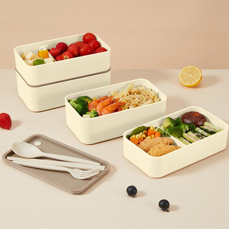Square Double decker Lunch Box Portable Salad Fruit Box For Teen