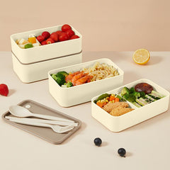 Square Double decker Lunch Box Portable Salad Fruit Box For Teen