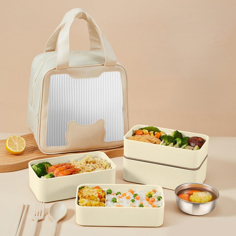 Square Double decker Lunch Box Portable Salad Fruit Box For Teen