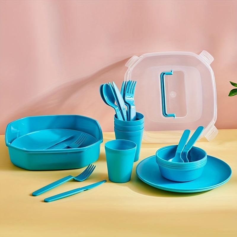 Portable Tableware Set for 4 People Camping Travel Reusable