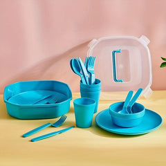 Portable Tableware Set for 4 People Camping Travel Reusable