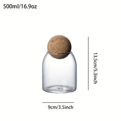 3pcs Set Cork Glass Jar Kitchen Food Storage Container with Sealed Lid