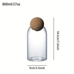 3pcs Set Cork Glass Jar Kitchen Food Storage Container with Sealed Lid