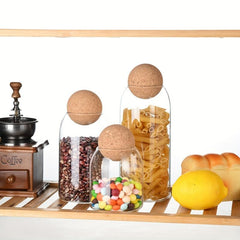 3pcs Set Cork Glass Jar Kitchen Food Storage Container with Sealed Lid