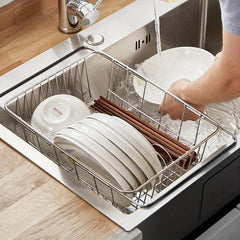 RYBACK Retractable SS Sink Strainer Telescopic Drain Basket Kitchen Rack