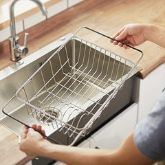 RYBACK Retractable SS Sink Strainer Telescopic Drain Basket Kitchen Rack