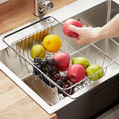 RYBACK Retractable SS Sink Strainer Telescopic Drain Basket Kitchen Rack