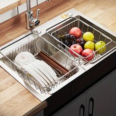 RYBACK Retractable SS Sink Strainer Telescopic Drain Basket Kitchen Rack