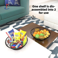 Double Layer Iron Bracket Fruit Basket Storage Basket for Living Room Desktop