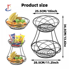 Double Layer Iron Bracket Fruit Basket Storage Basket for Living Room Desktop
