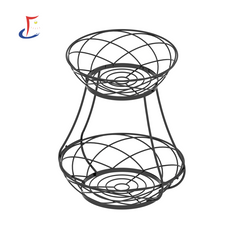 Double Layer Iron Bracket Fruit Basket Storage Basket for Living Room Desktop