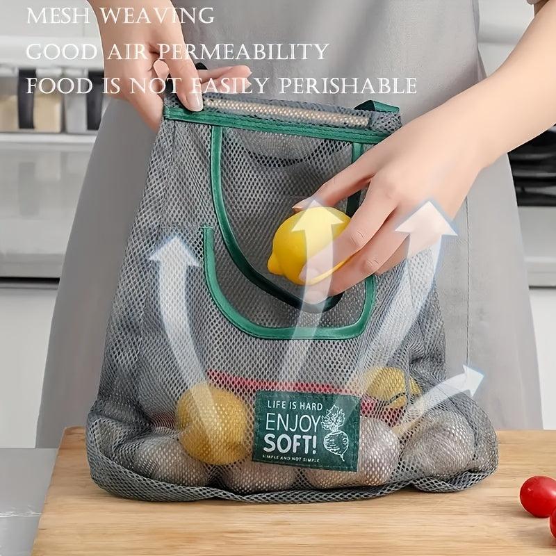 Reusable Hanging Mesh Storage Bag for Fruits Veggies Shopping