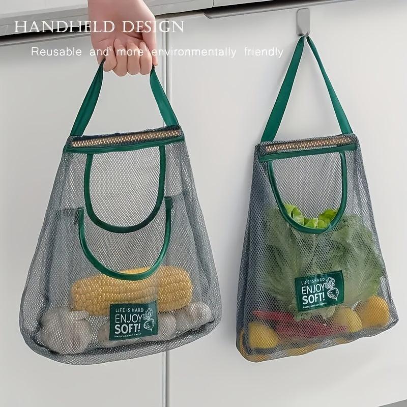 Reusable Hanging Mesh Storage Bag for Fruits Veggies Shopping