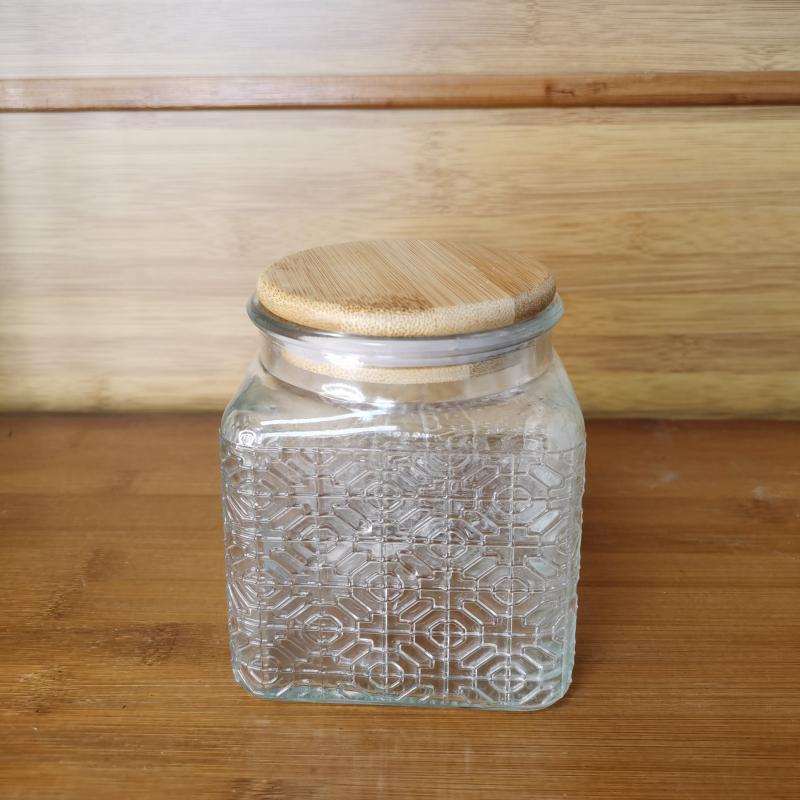 Square Glass Storage Jar Candy Jars With Lids Vintage Food Storage Container