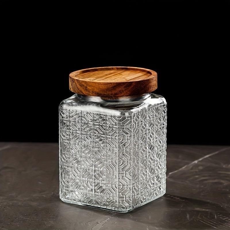 Square Glass Storage Jar Candy Jars With Lids Vintage Food Storage Container